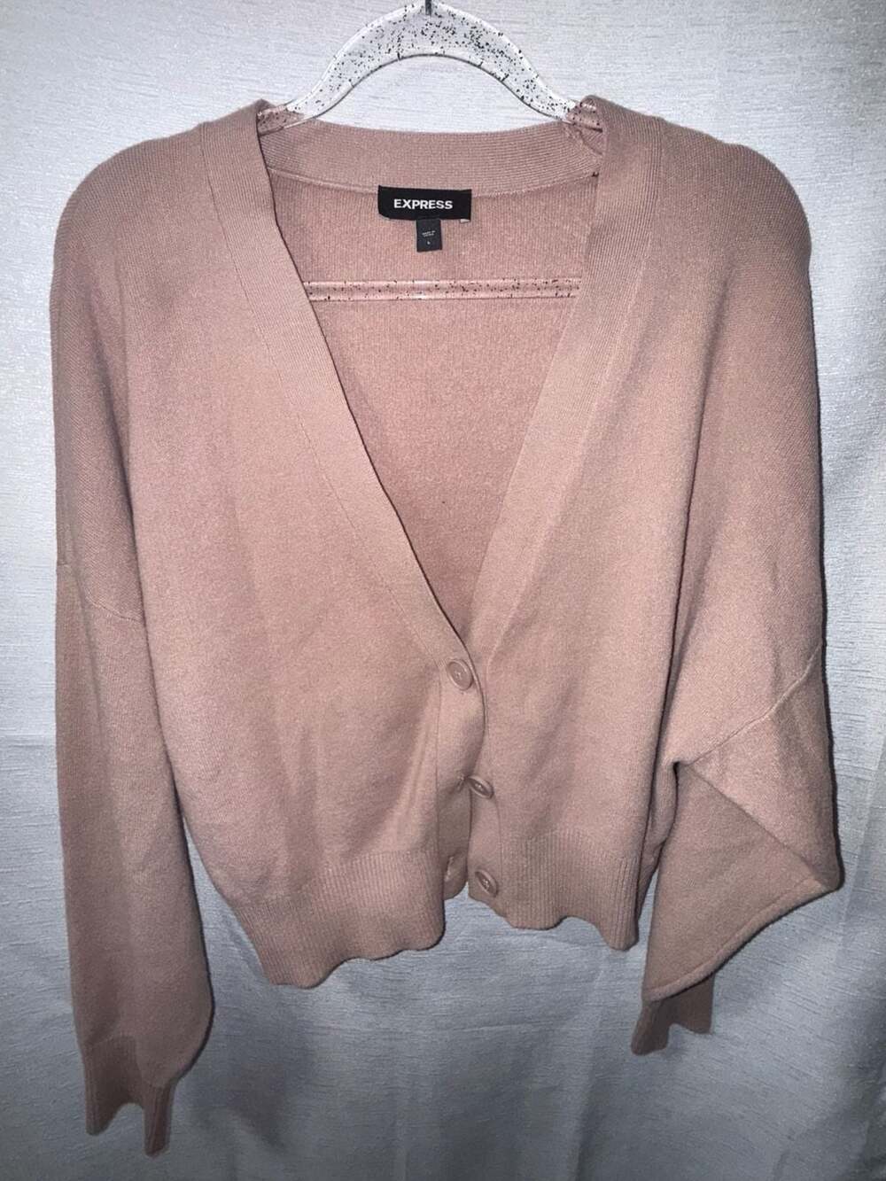 Express Women's V-Neck Button-Up Cropped Cardigan
